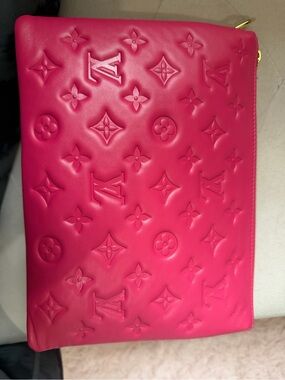 Louis Vuitton Embossed Monogram Pouch in Fuchsia Pink